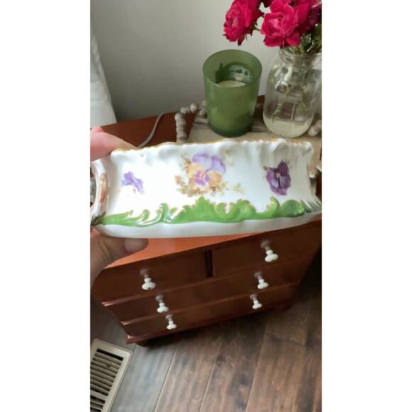 Tressemann & Vogt [T&V] Limoges Bowl Made in France Hand-Painted Floral Peony - Picture 5 of 7